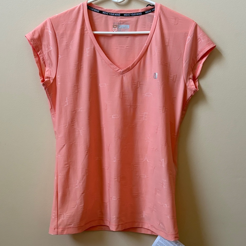 Freddy Peach Italian V-Neck Cap Sleeve Tee - New